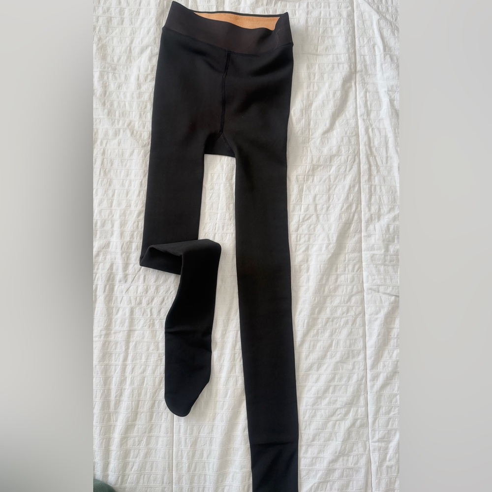 Women's Fleece Lined Tights - Fake Sheer Warm Pantyhose Thick Winter Leggings